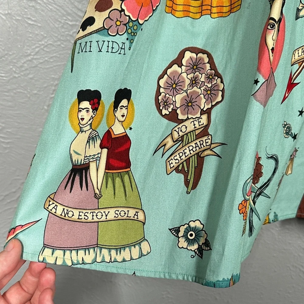 Moixa Frida Kahlo Print A-Line Skirt Multicolor Women's Size Medium